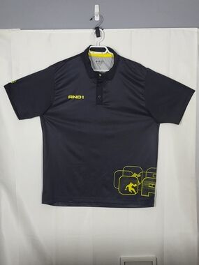 And1 Black Polo with Neon Yellow Logos